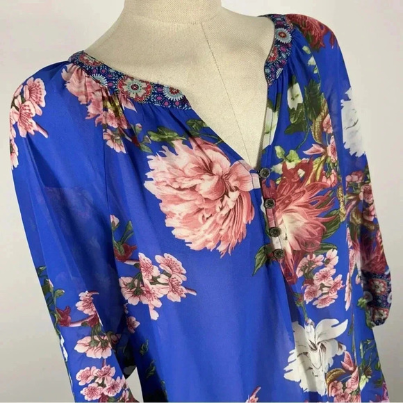 ❤️ FIGUERORA & flower colourful floral blouse M - Picture 5 of 10